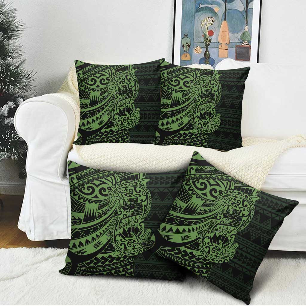 Green Couple Dolphins Maori Polynesian Style Pillow Cover - Polynesian Pride