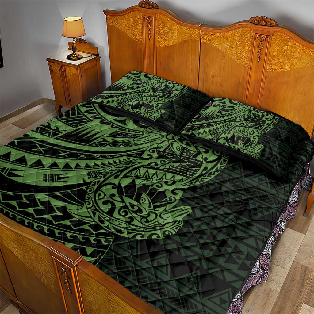 Green Couple Dolphins Maori Polynesian Style Quilt Bed Set LT9 - Polynesian Pride