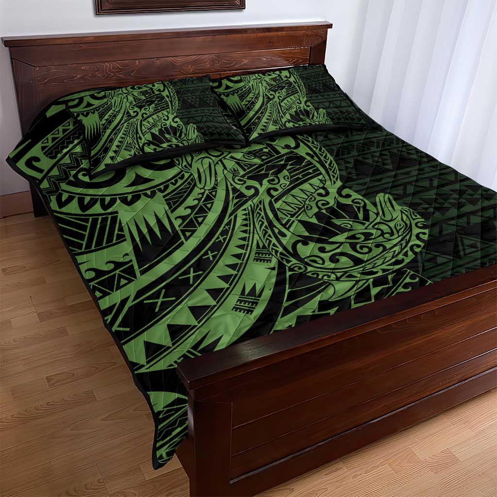 Green Couple Dolphins Maori Polynesian Style Quilt Bed Set LT9 - Polynesian Pride