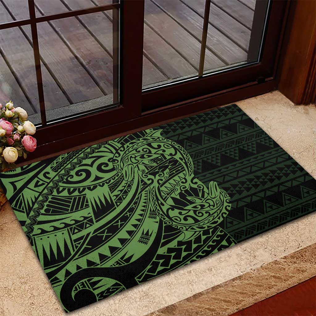 Green Couple Dolphins Maori Polynesian Style Rubber Doormat LT9 - Polynesian Pride