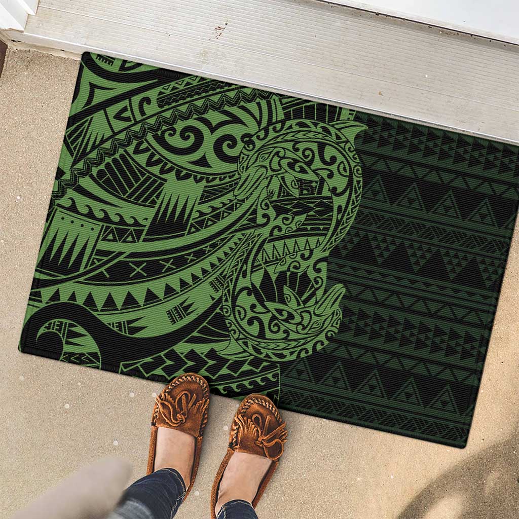 Green Couple Dolphins Maori Polynesian Style Rubber Doormat LT9 - Polynesian Pride