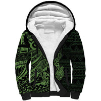 Green Couple Dolphins Maori Polynesian Style Sherpa Hoodie LT9 Unisex Green - Polynesian Pride