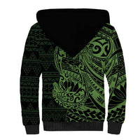 Green Couple Dolphins Maori Polynesian Style Sherpa Hoodie LT9 - Polynesian Pride