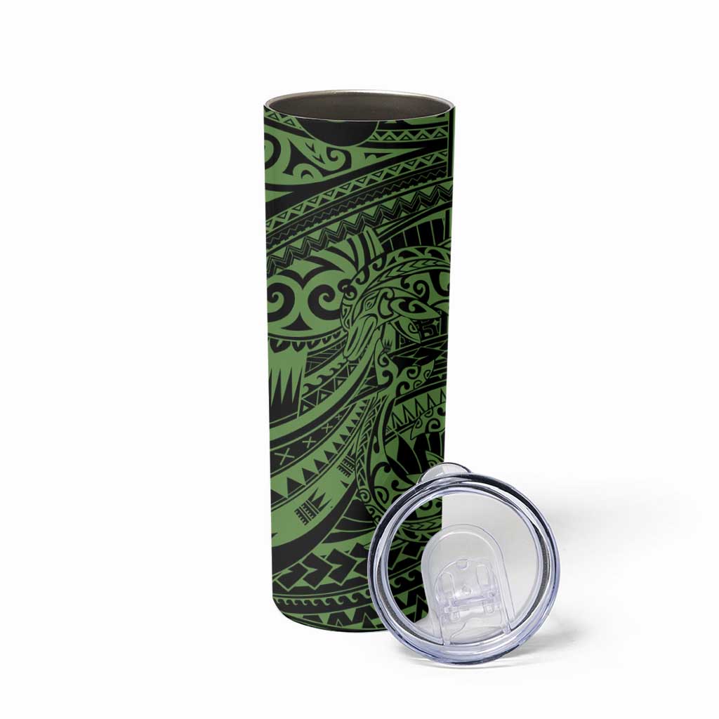 Green Couple Dolphins Maori Polynesian Style Skinny Tumbler