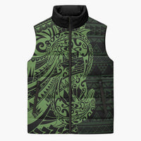 Green Couple Dolphins Maori Polynesian Style Sleeveless Puffer Jacket - Polynesian Pride