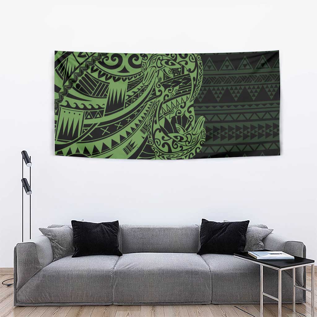 Green Couple Dolphins Maori Polynesian Style Tapestry