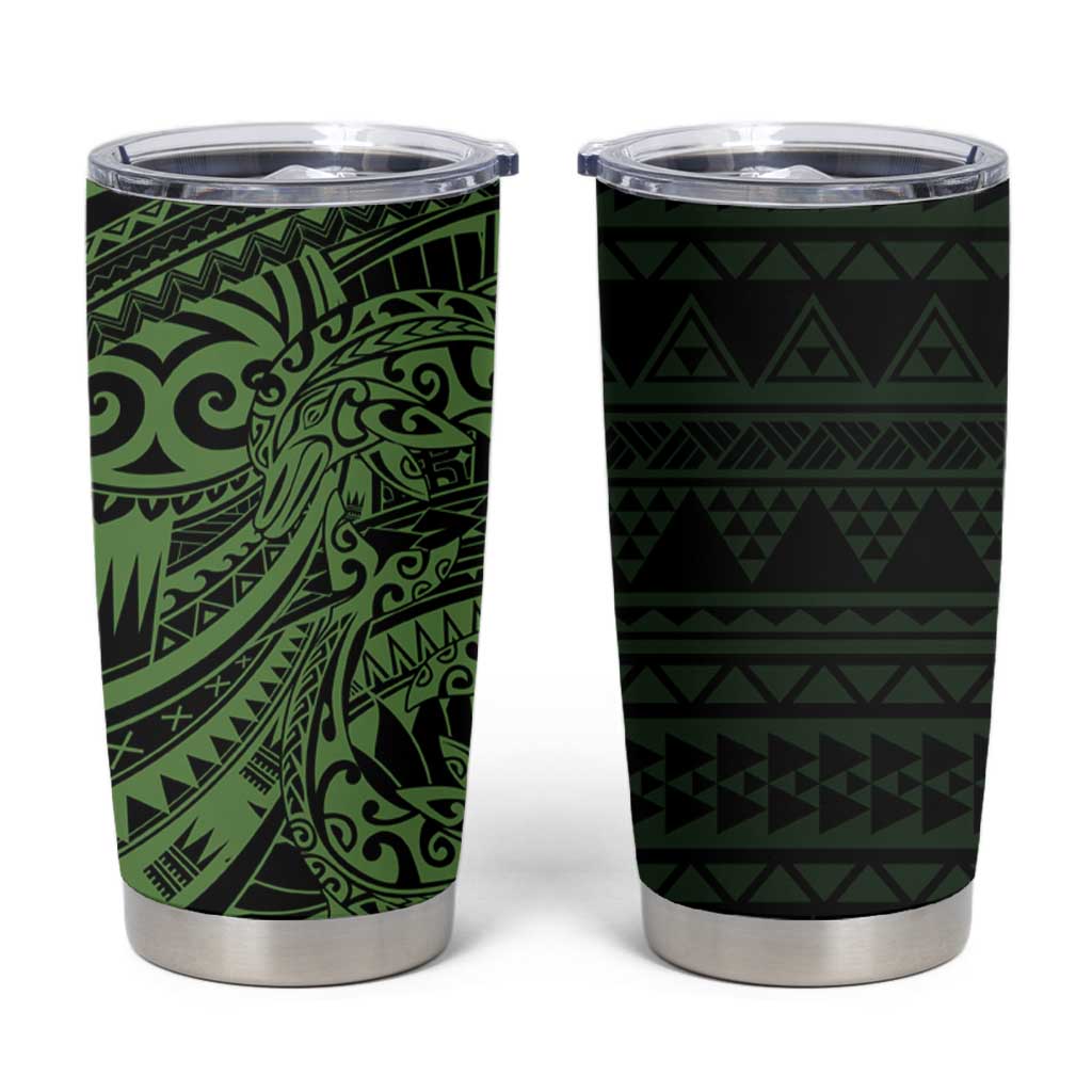 Green Couple Dolphins Maori Polynesian Style Tumbler Cup LT9 Green - Polynesian Pride