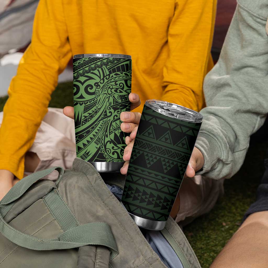 Green Couple Dolphins Maori Polynesian Style Tumbler Cup LT9 - Polynesian Pride