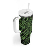 Green Couple Dolphins Maori Polynesian Style Tumbler With Handle LT9 - Polynesian Pride