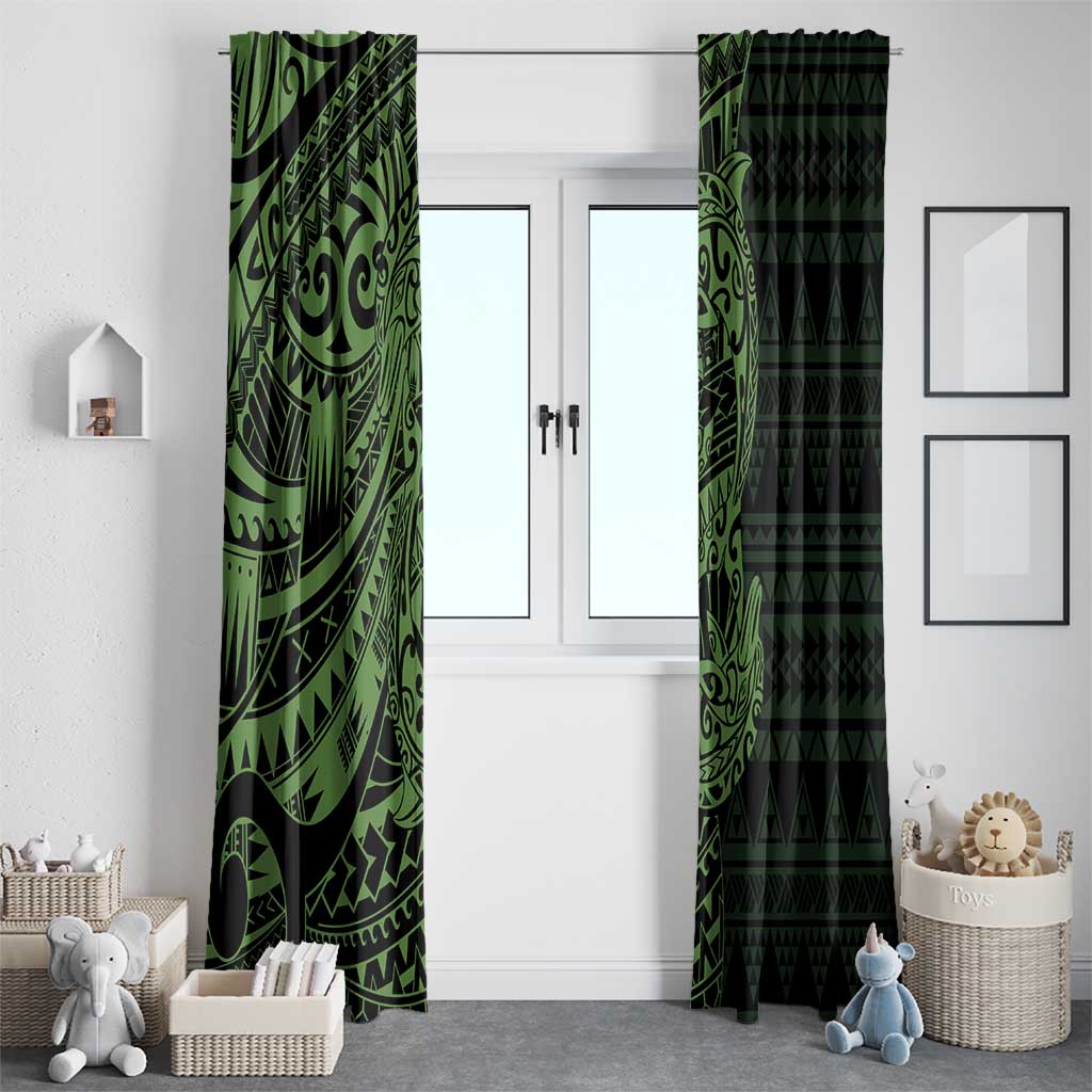 Green Couple Dolphins Maori Polynesian Style Window Curtain LT9 - Polynesian Pride
