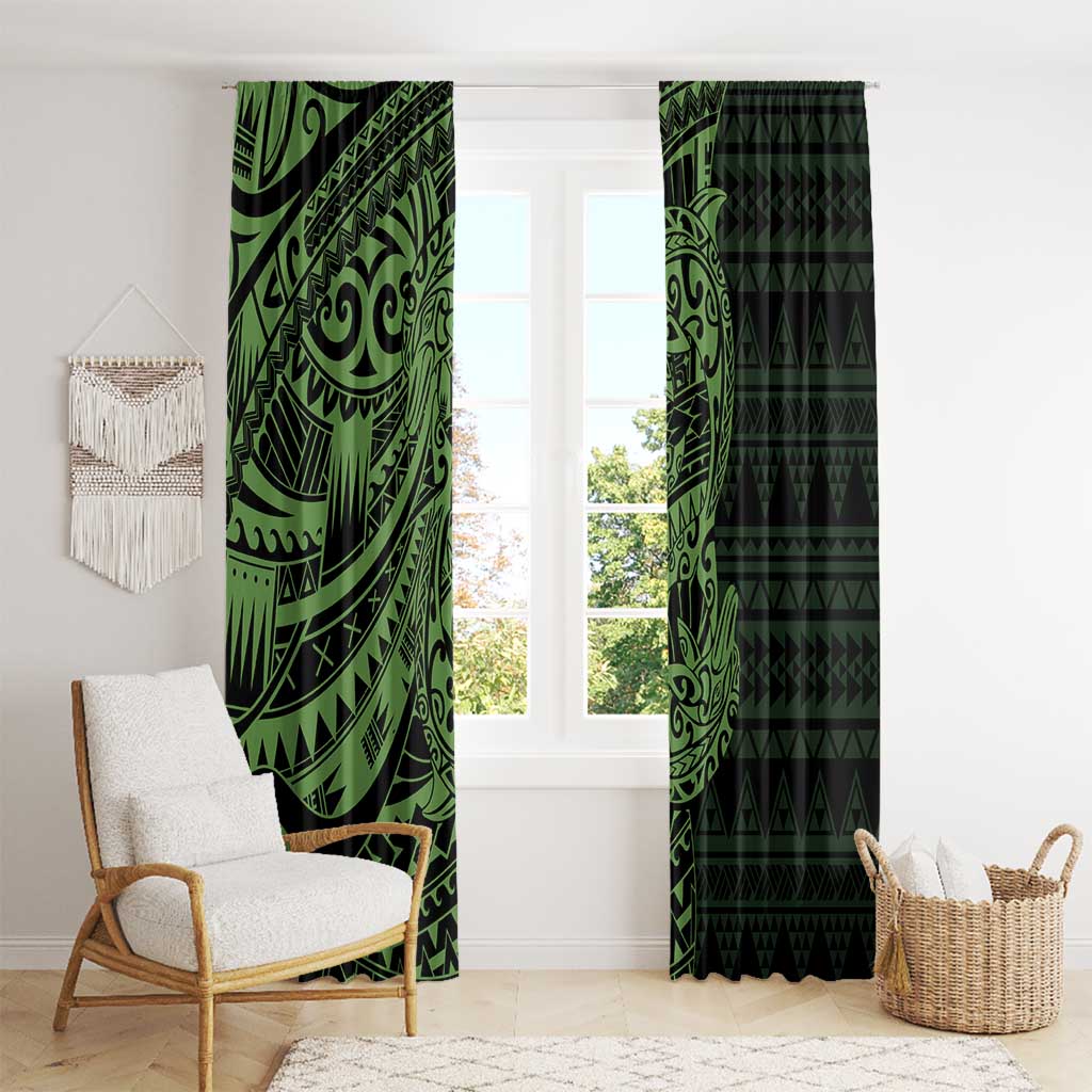 Green Couple Dolphins Maori Polynesian Style Window Curtain LT9 - Polynesian Pride