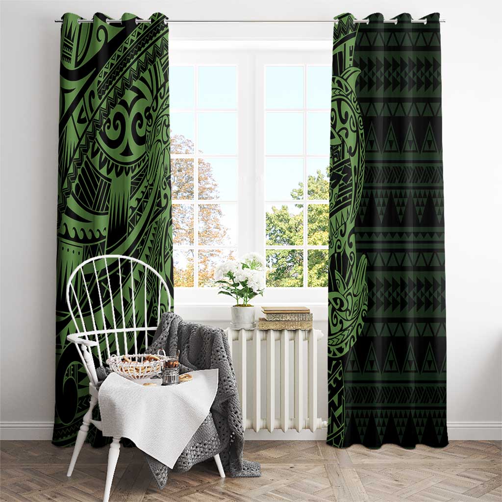 Green Couple Dolphins Maori Polynesian Style Window Curtain LT9 - Polynesian Pride