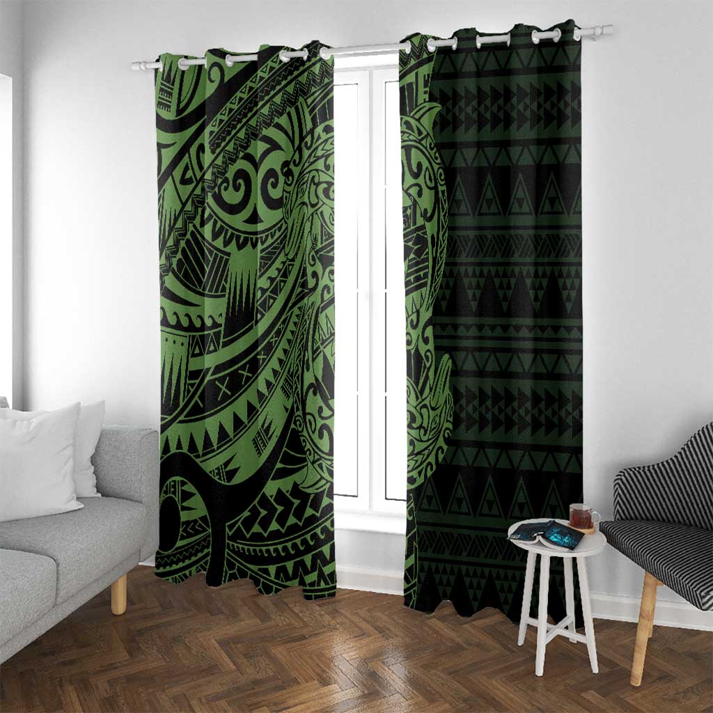 Green Couple Dolphins Maori Polynesian Style Window Curtain LT9 With Grommets Green - Polynesian Pride