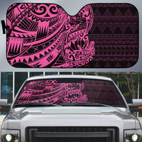 Pink Couple Dolphins Maori Polynesian Style Auto Sun Shade - Polynesian Pride