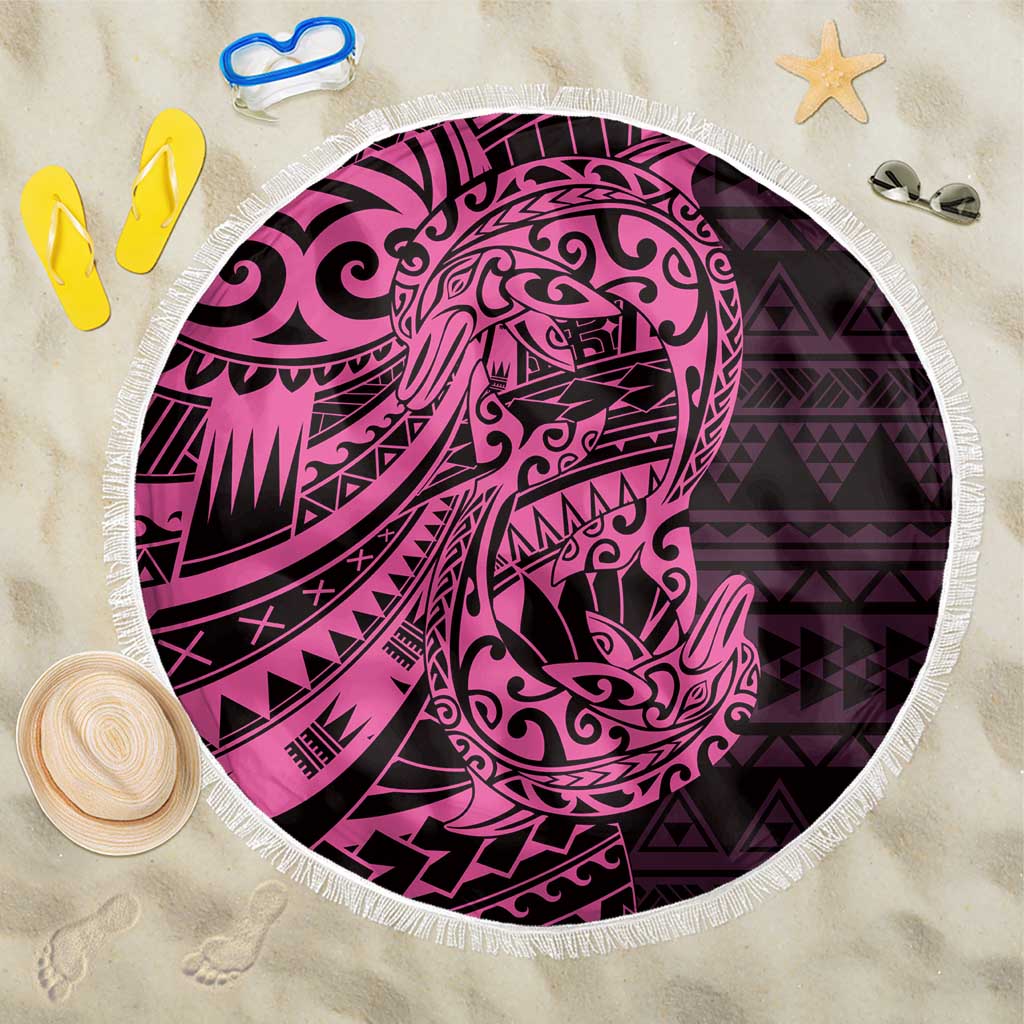 Pink Couple Dolphins Maori Polynesian Style Beach Blanket LT9 One Size 150cm Pink - Polynesian Pride
