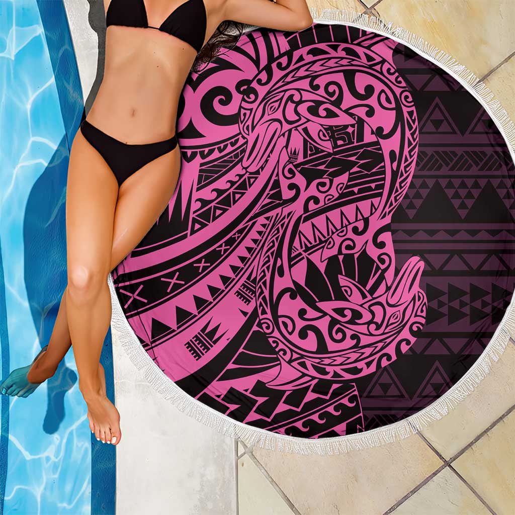 Pink Couple Dolphins Maori Polynesian Style Beach Blanket LT9 - Polynesian Pride