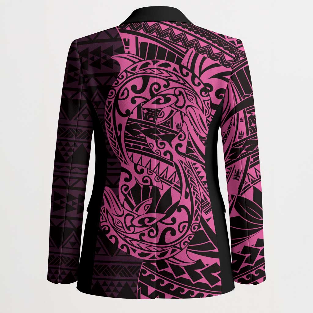 Pink Couple Dolphins Maori Polynesian Style Blazer - Polynesian Pride