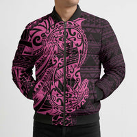 Pink Couple Dolphins Maori Polynesian Style Bomber Puffer Jacket - Polynesian Pride