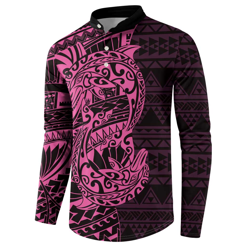 Pink Couple Dolphins Maori Polynesian Style Button Sweatshirt LT9 - Polynesian Pride