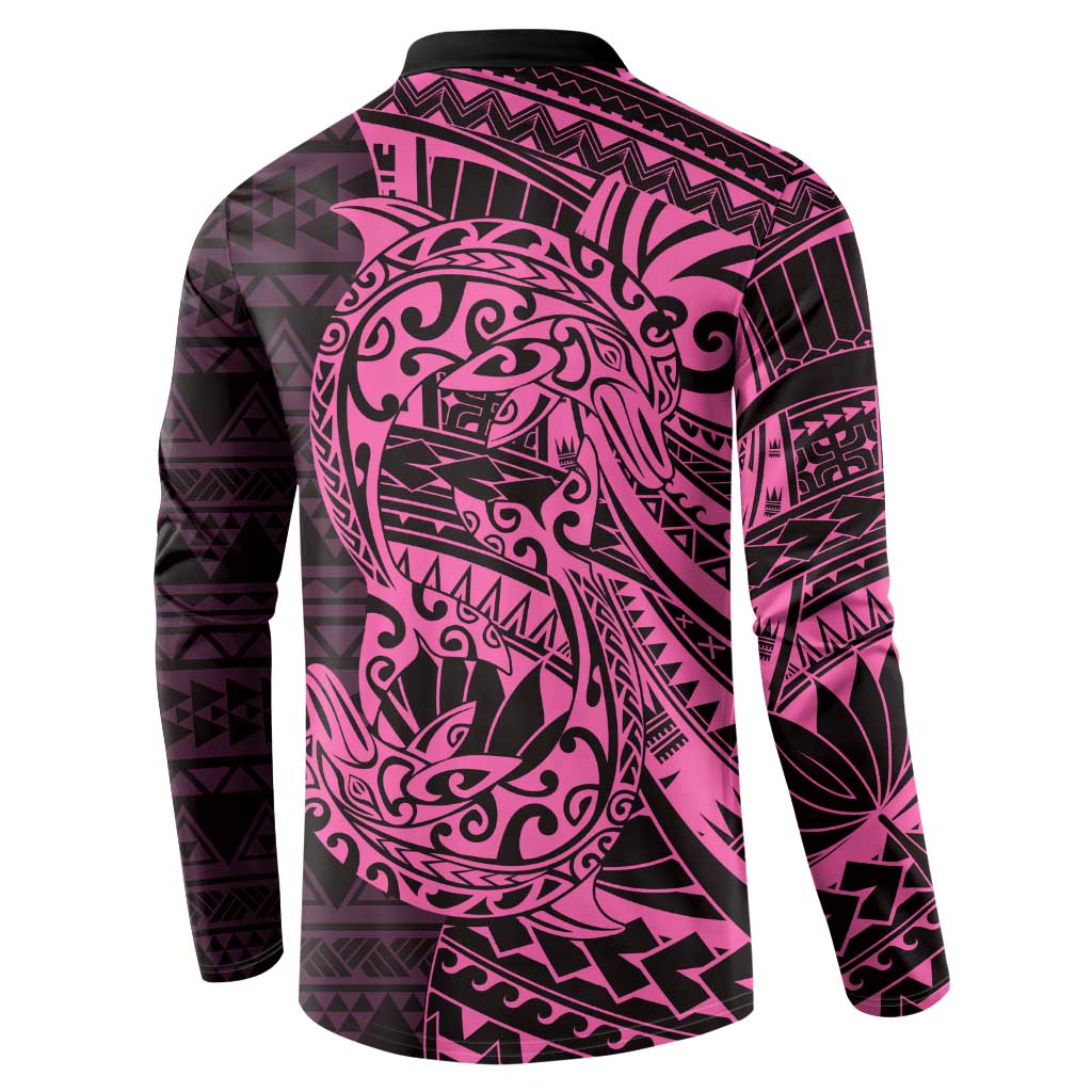 Pink Couple Dolphins Maori Polynesian Style Button Sweatshirt LT9 - Polynesian Pride