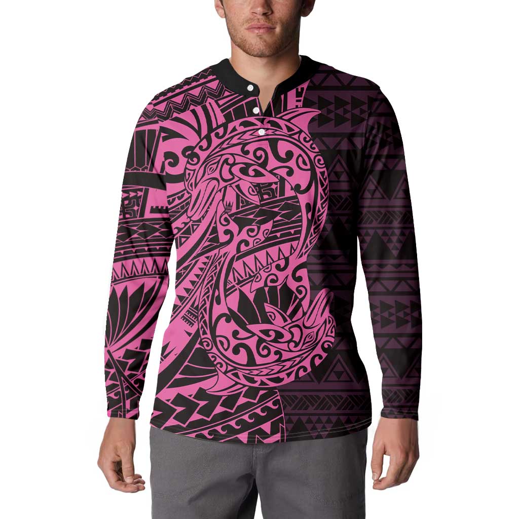 Pink Couple Dolphins Maori Polynesian Style Button Sweatshirt LT9 - Polynesian Pride