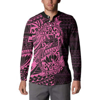 Pink Couple Dolphins Maori Polynesian Style Button Sweatshirt LT9 - Polynesian Pride
