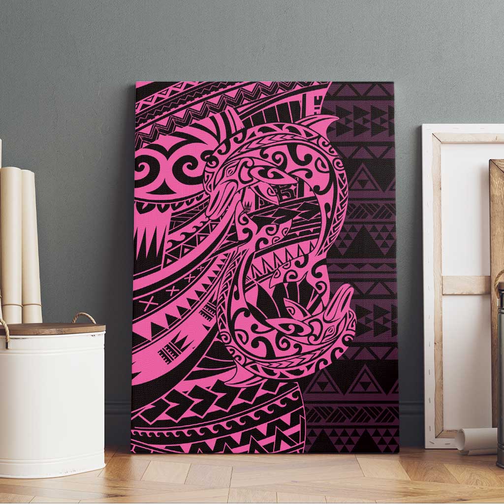 Pink Couple Dolphins Maori Polynesian Style Canvas Wall Art LT9 - Polynesian Pride