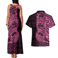 Pink Couple Dolphins Maori Polynesian Style Couples Matching Tank Maxi Dress and Hawaiian Shirt LT9 - Polynesian Pride