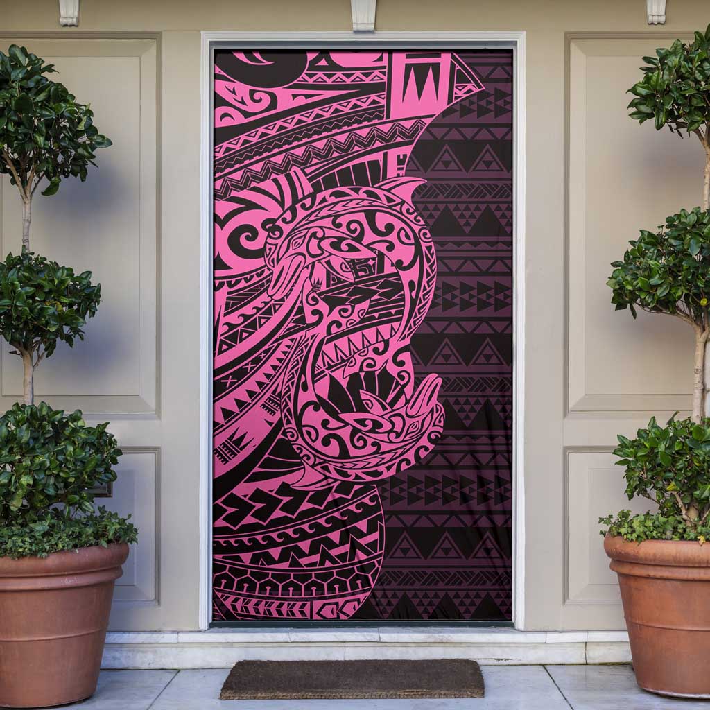 Pink Couple Dolphins Maori Polynesian Style Door Cover - Polynesian Pride