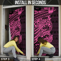 Pink Couple Dolphins Maori Polynesian Style Door Cover - Polynesian Pride