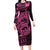 Pink Couple Dolphins Maori Polynesian Style Family Matching Long Sleeve Bodycon Dress and Hawaiian Shirt