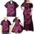 Pink Couple Dolphins Maori Polynesian Style Family Matching Off Shoulder Maxi Dress and Hawaiian Shirt