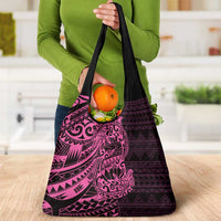 Pink Couple Dolphins Maori Polynesian Style Grocery Bag LT9 - Polynesian Pride