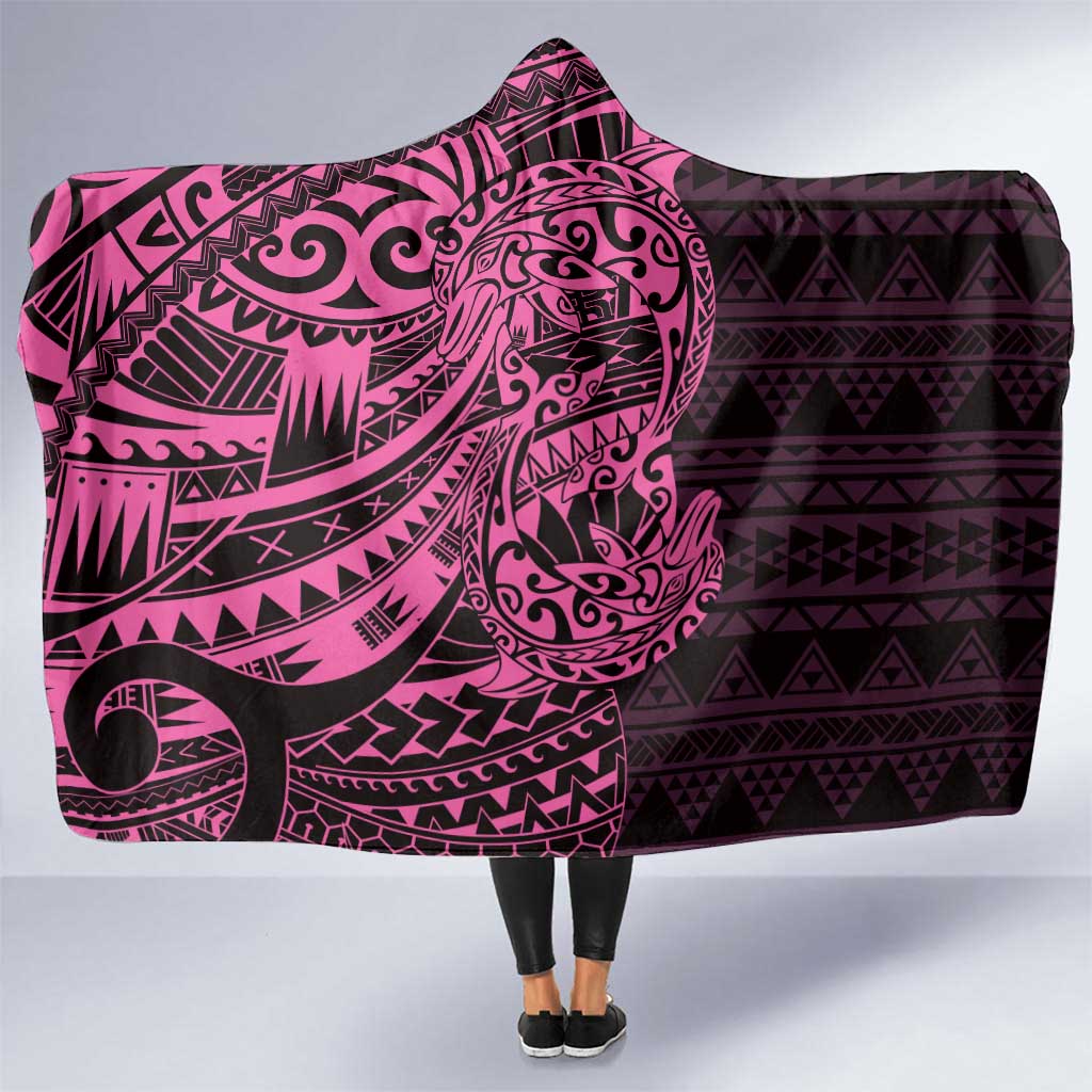 Pink Couple Dolphins Maori Polynesian Style Hooded Blanket LT9 One Size Pink - Polynesian Pride