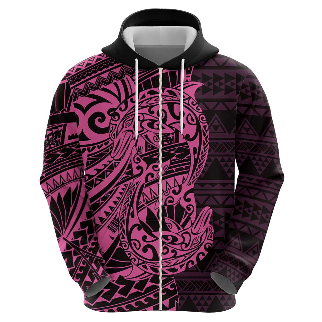 Pink Couple Dolphins Maori Polynesian Style Hoodie