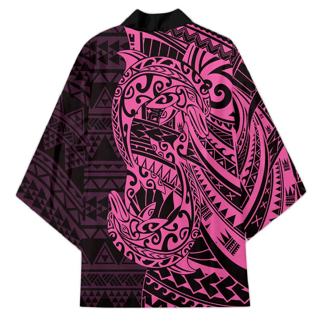 Pink Couple Dolphins Maori Polynesian Style Kimono - Polynesian Pride