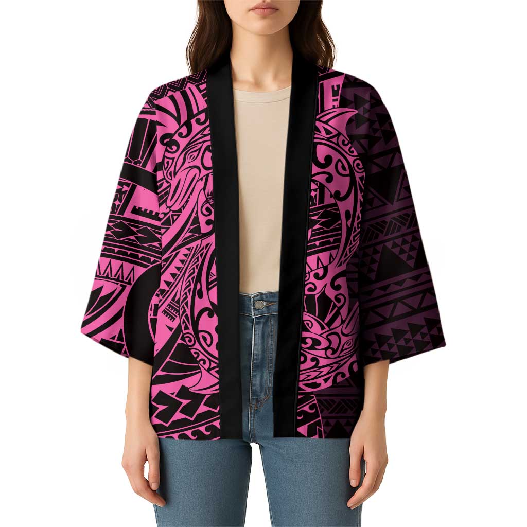 Pink Couple Dolphins Maori Polynesian Style Kimono - Polynesian Pride