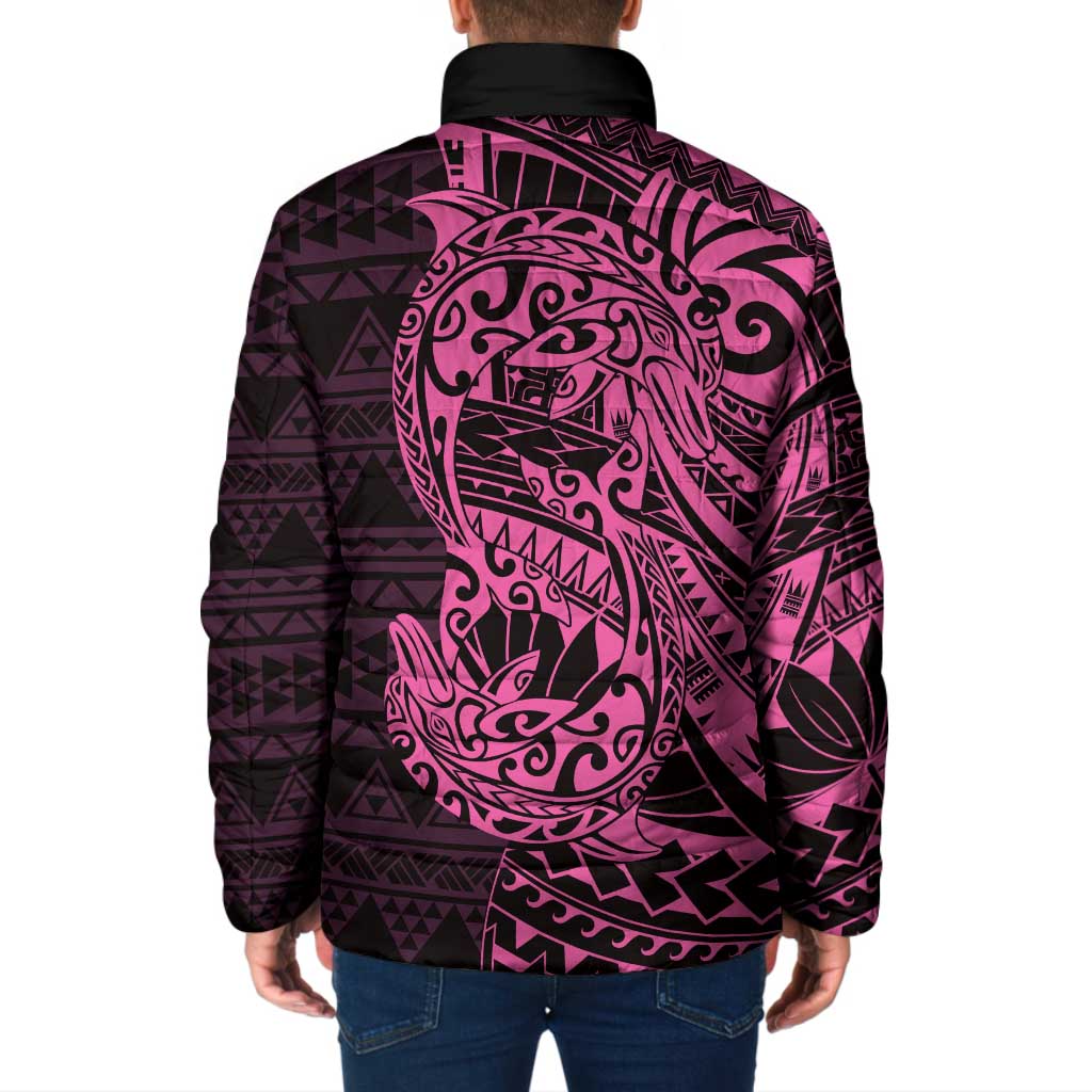 Pink Couple Dolphins Maori Polynesian Style Padded Jacket - Polynesian Pride