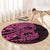 Pink Couple Dolphins Maori Polynesian Style Round Carpet