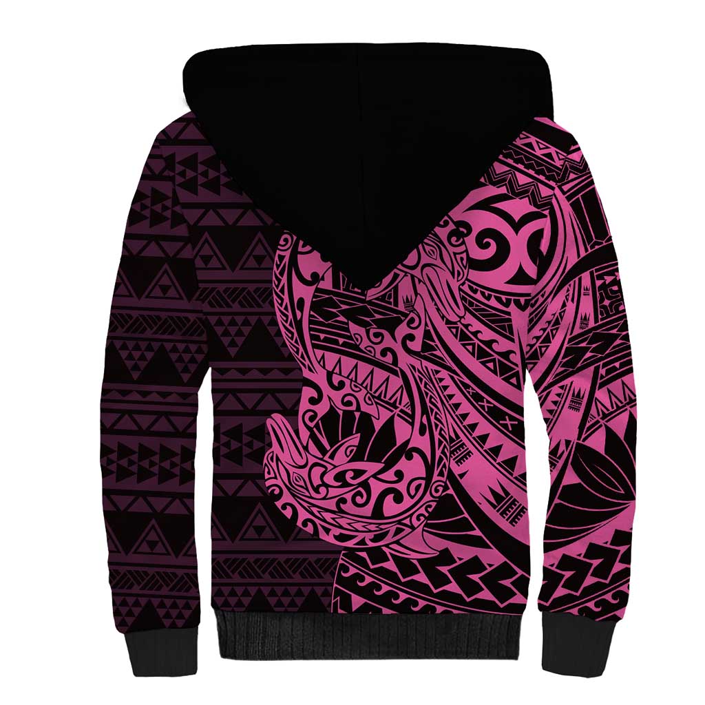 Pink Couple Dolphins Maori Polynesian Style Sherpa Hoodie LT9 - Polynesian Pride