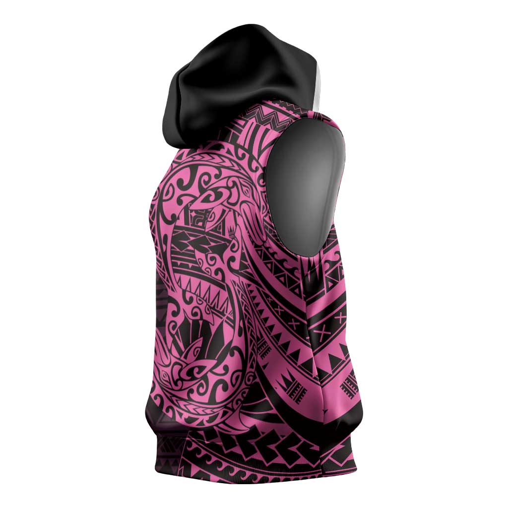 Pink Couple Dolphins Maori Polynesian Style Sleeveless Hoodie - Polynesian Pride