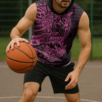 Pink Couple Dolphins Maori Polynesian Style Sleeveless Hoodie - Polynesian Pride