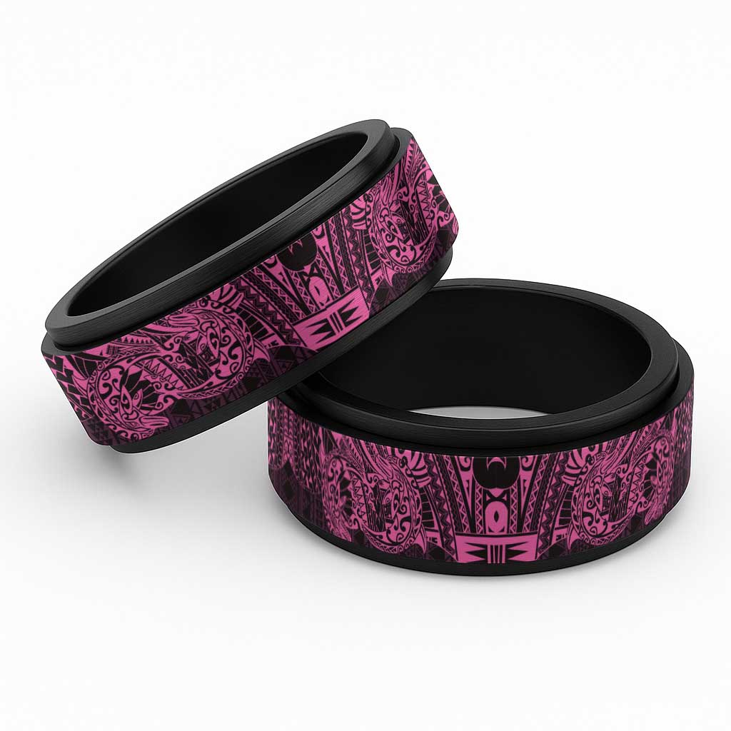 Pink Couple Dolphins Maori Polynesian Style Spinner Ring - Polynesian Pride