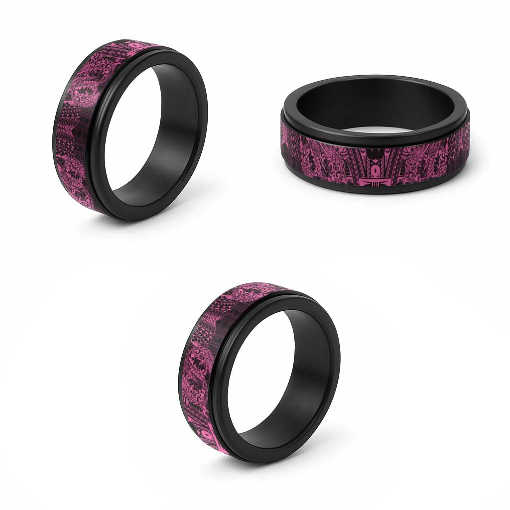 Pink Couple Dolphins Maori Polynesian Style Spinner Ring - Polynesian Pride
