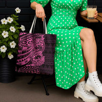 Pink Couple Dolphins Maori Polynesian Style Tote Bag - Polynesian Pride