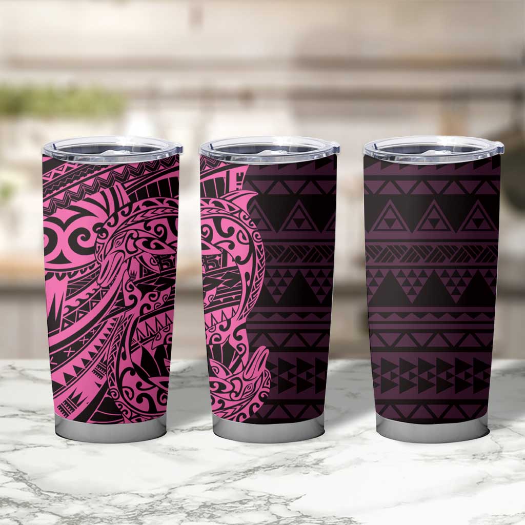 Pink Couple Dolphins Maori Polynesian Style Tumbler Cup LT9 - Polynesian Pride
