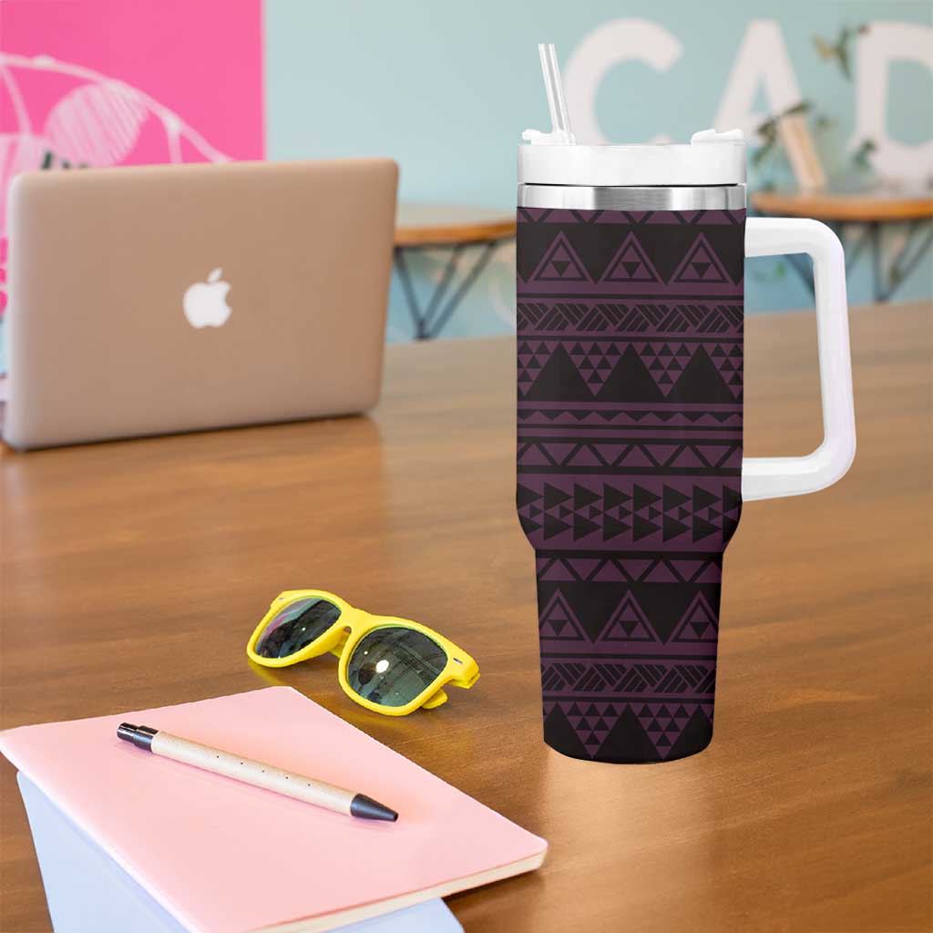Pink Couple Dolphins Maori Polynesian Style Tumbler With Handle LT9 - Polynesian Pride