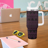 Pink Couple Dolphins Maori Polynesian Style Tumbler With Handle LT9 - Polynesian Pride