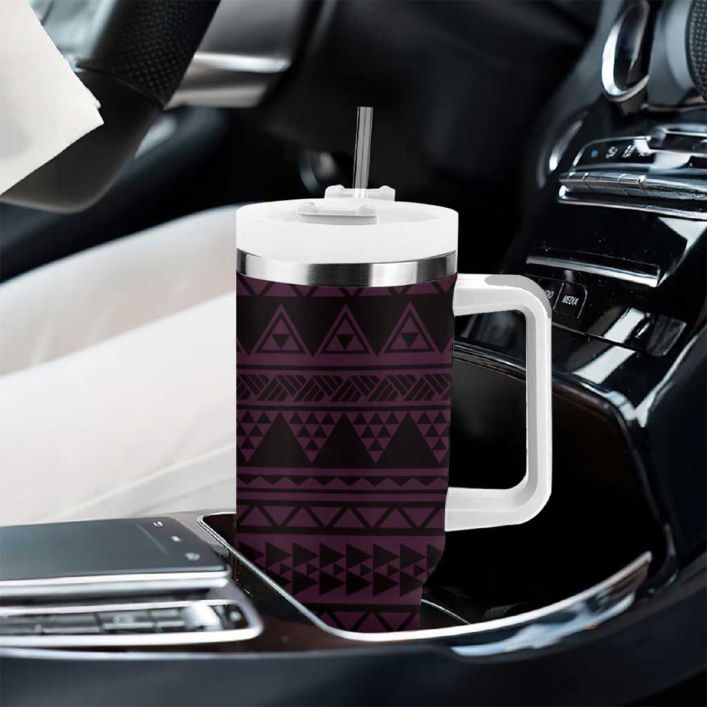 Pink Couple Dolphins Maori Polynesian Style Tumbler With Handle LT9 - Polynesian Pride