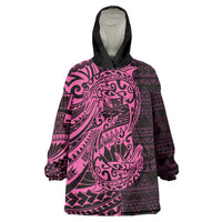 Pink Couple Dolphins Maori Polynesian Style Wearable Blanket Hoodie LT9 One Size Pink - Polynesian Pride